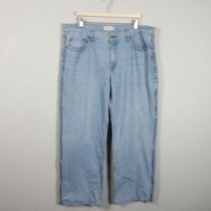 Abercrombie & Fitch Womens Light Wash Mid Rise Baggy Wide Straight Leg Jeans 34